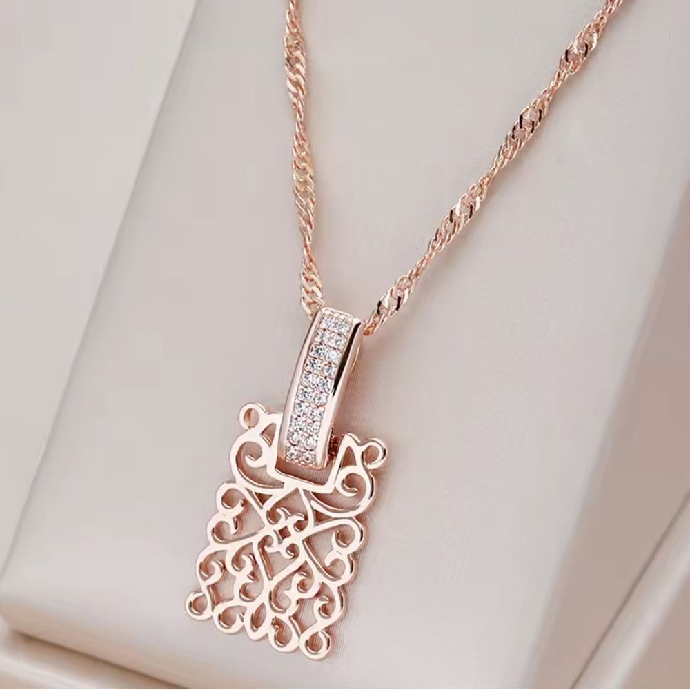 Rose Gold and Diamond Crystal accents Pendant Necklace